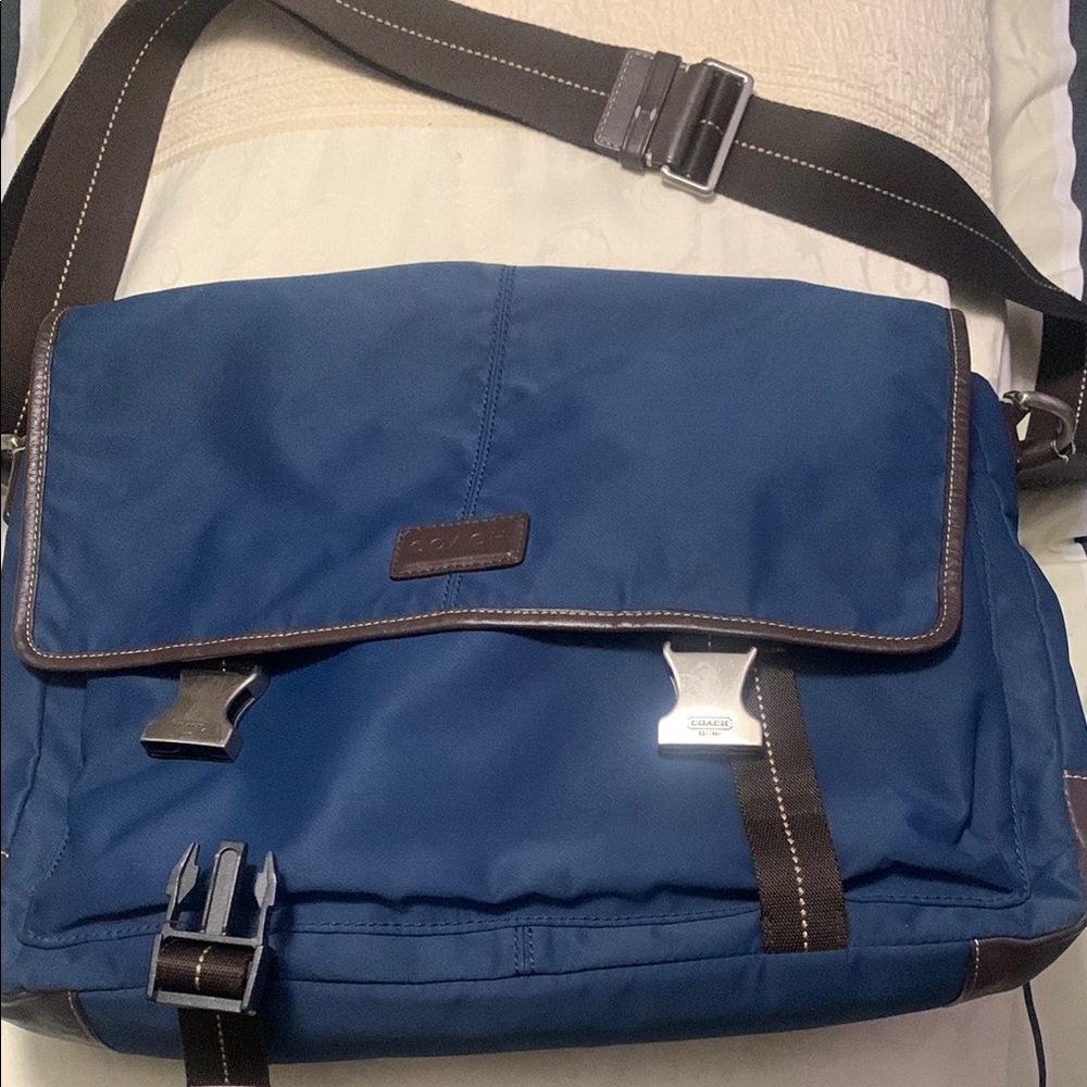 COACH Blue and Brown Messenger Bag